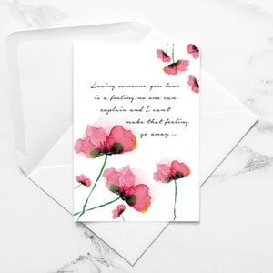 PERTE d'un être cher | Condoléances | Carte de sympathie, je suis là pour vous, cartes de correspondance peintes à la main avec enveloppes