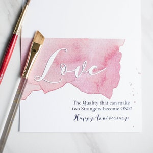 AMOUR | Félicitations | Anniversaire | Motif peint à la main | Cartes de correspondance pliées avec enveloppes