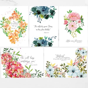 PACK D'ENCOURAGEMENT | Ecritures bibliques chrétiennes encouragement sympathie amitié aquarelle cartes vierges
