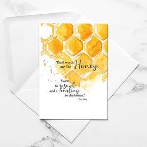 KIND WORTE sind wie HONIG | Honeycomb, Thinking of you, süße Karte, handgemalte Aquarell Grußkarten mit Umschlag