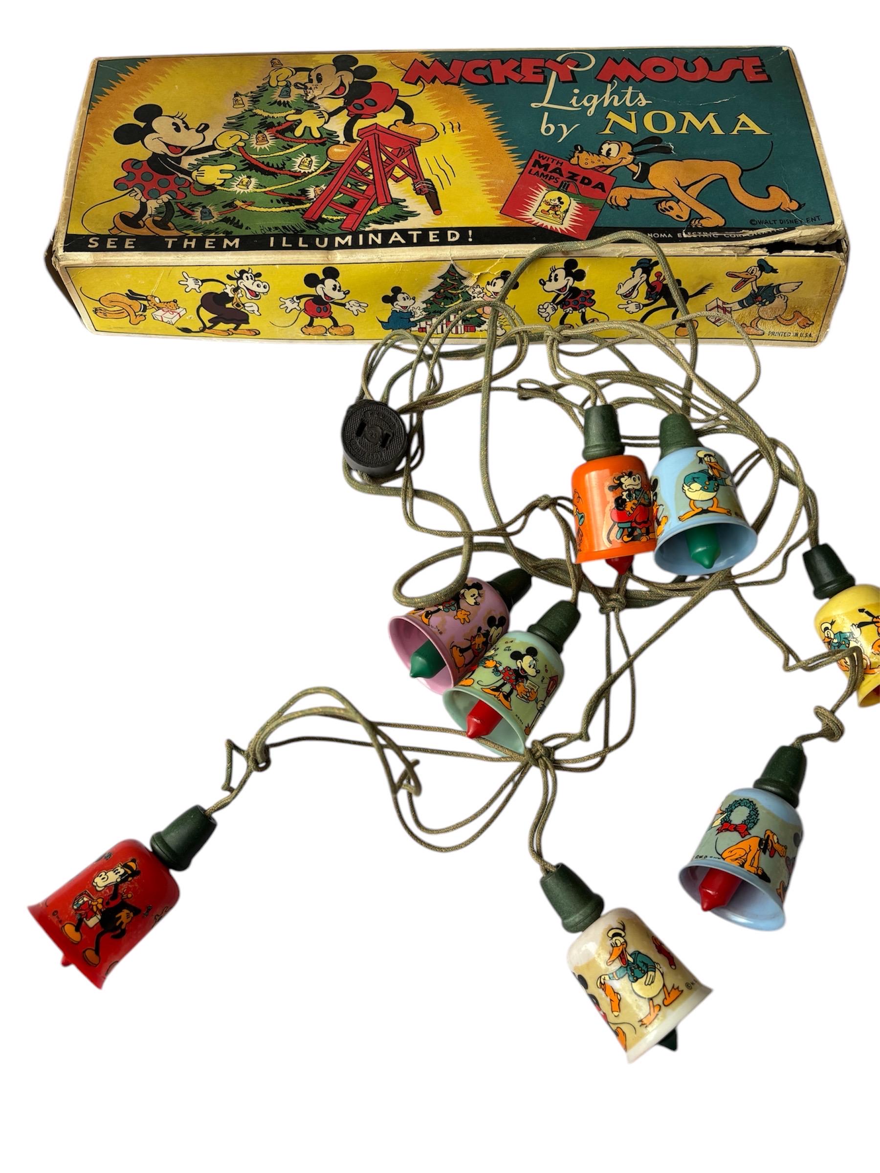 Vintage 1930s Mickey Mouse lights by Noma Christmas Lights in Box | Retro Christmas |