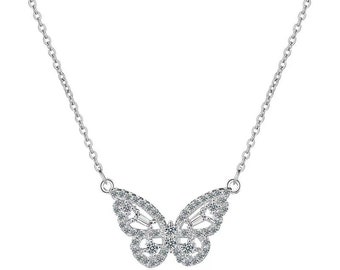 Sterling Silver Butterfly Necklace - Etsy