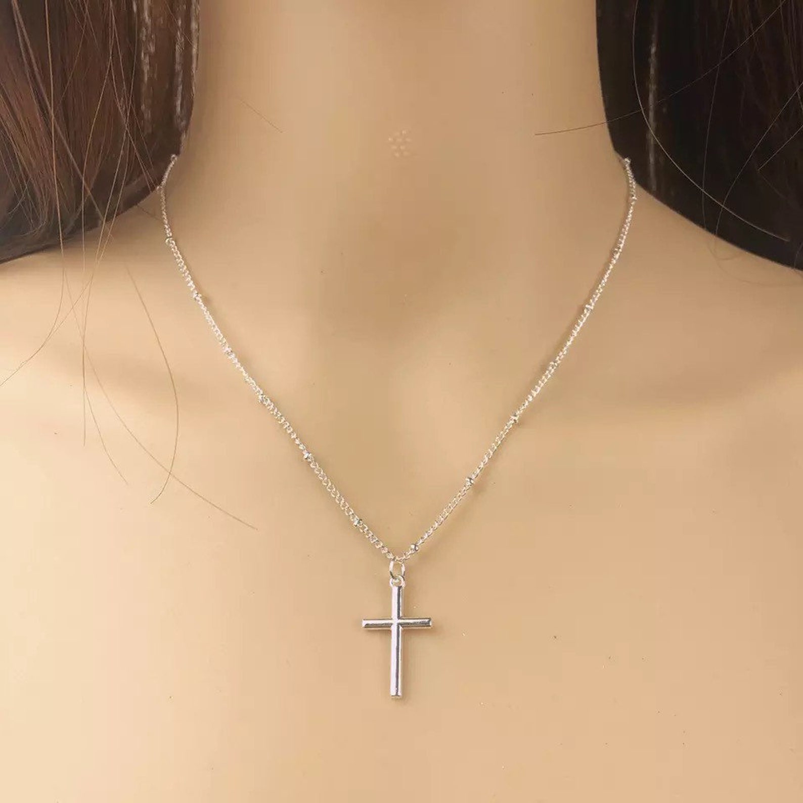 Gold Plated Cross Necklace Etsy