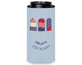 Patriotic Popsicle Can Cooler | American Flag Drink Sleeve | Fourth of July Party Accessory