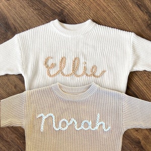 Personalized Embroidered Sweater for Baby | Personalized Infant and Toddler Name Sweater | Chunky Knit Baby Sweater | Kid's Gift