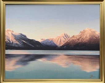 8x10 Sunrise painting Mountain Art Print, Nature Print, Landscape Art, Rural Art Print, Painting, Sunrise Print, Lake Print