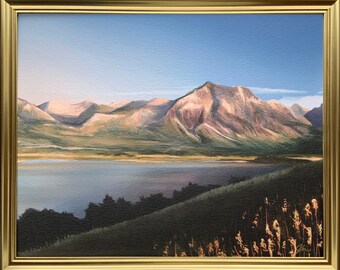 8x10 Mountain painting Art Print, Nature Print, Landscape Art, Rural Art Print, Painting, Sunset Print, Golden Hour Print