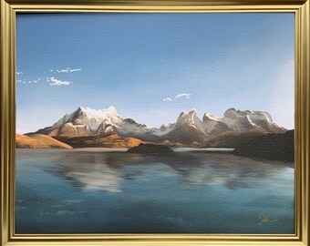 8x10 Mountain painting Art Print, Lake Print, Nature Print, Landscape Art, Rural Art Print, Painting, Valley Mountains