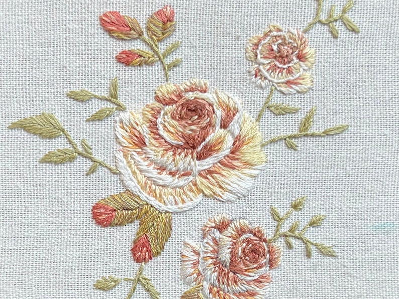 Vintage Roses Embroidery Pattern Digital Floral Embroidery Etsy