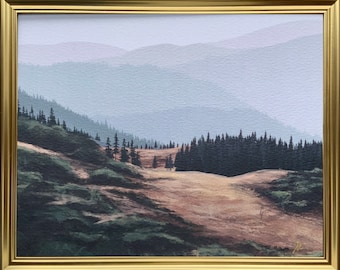 8x10 Pintura de pino Impresión de bosque, Impresión de arte de montaña, Impresión de naturaleza, Arte de paisaje, Impresión de arte, Pintura, Impresión de pino, Árboles de coníferas