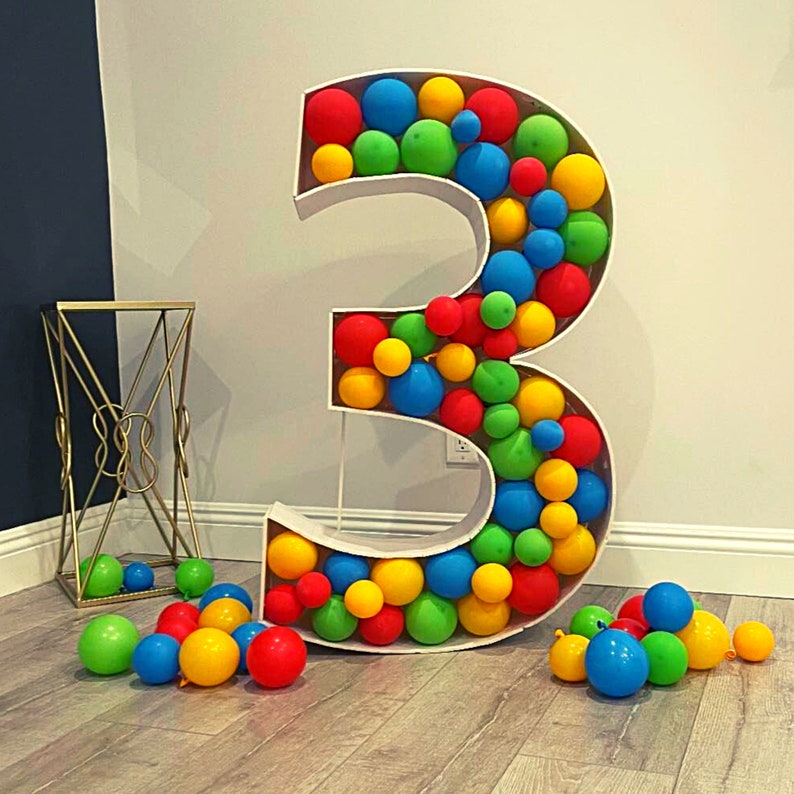 Pre cut Balloon Mosaic Number Frame Number 3 3ft Thick Etsy