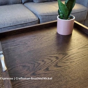 Large Oak Ottoman Tray with Handles | Farmhouse Coffee Table Centerpiece image 3