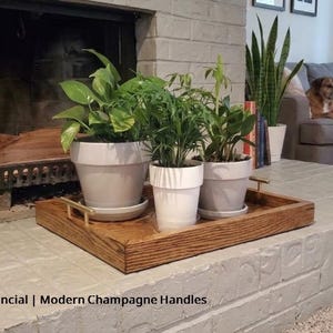 Modern Oak Serving Tray with Handles | Custom Sizes | Plant Trays | Breakfast in Bed Tray | Coffee Table Decor | Housewarming Gift