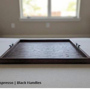 Large Oak Ottoman Tray with Handles | Farmhouse Coffee Table Centerpiece image 6