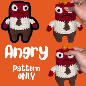 Angry Stress Toy Crochet PATTERN only cute simple easy instructions pictures to help inside cartoon out joy sadness coming soon squish ball