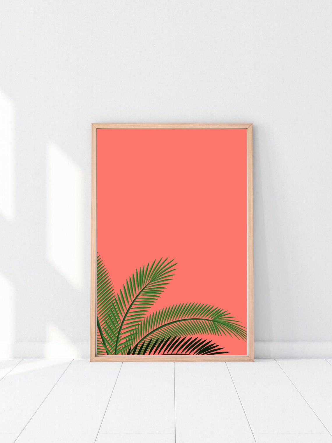 Simple Palm Print / Coral Tropical / Digital Download / Etsy
