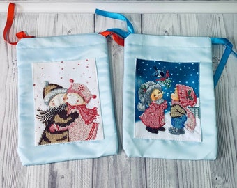 Christmas Gift Bag Christmas Santa Bag beads embroidery,Christmas gift,handmade Embroidered Christmas Bag ,Santa Christmas Bag Decoration