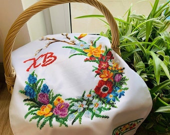 Pasen-orthodoxe mandhoes, mooie paasgeschenkhanddoek, handgemaakte kralen paasmandhoes, handgemaakte paasservet, paasmandhoes