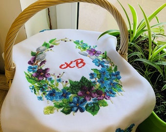 Easter basket cover, Handmade beaded Easter basket cover,Ukrainian Easter embroidered towel,Ukrainian easter souvenir,Christ is Risen