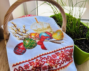 Pasen-orthodoxe mandhoes, mooie paasgeschenkhanddoek, handgemaakte kralen paasmandhoes, handgemaakte paasservet, paasmandhoes