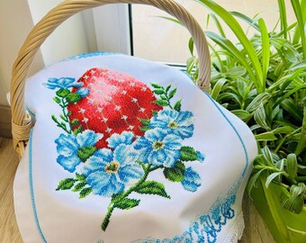 Beaded Easter Basket Covering,Handmade beaded Easter basket cover,Ukrainian Easter embroidered towel,Easter rushnyk,Ukrainian Basket Towel