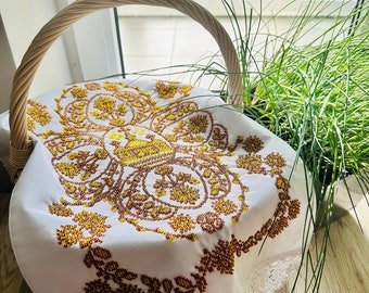 Pasen-orthodoxe mandhoes, mooie paasgeschenkhanddoek, handgemaakte kralen paasmandhoes, handgemaakte paasservet, paasmandhoes