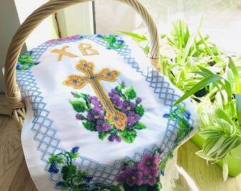 イースター バスケット カバー、手作りビーズ イースター バスケット カバー、ウクライナ イースター刺繍タオル、ウクライナ イースターのお土産、正統派イースター