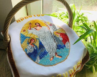 Pasen-orthodoxe mandhoes, mooie paasgeschenkhanddoek, handgemaakte kralen paasmandhoes, handgemaakte paasservet, paasmandhoes