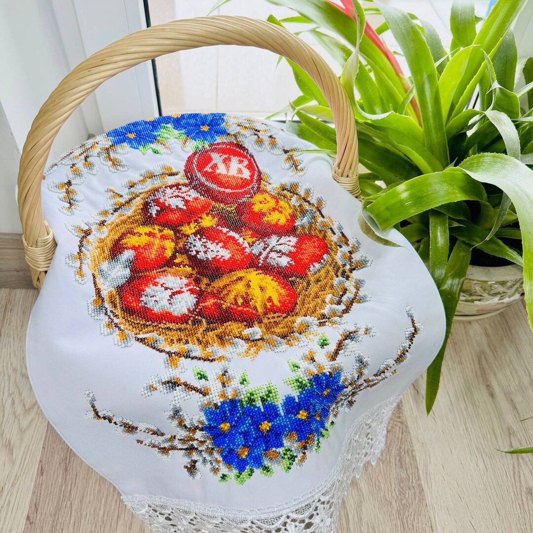 Hand Embroidery Beads Easter Basket Cover “XB”