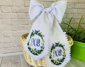 Ukrainian Easter bow beaded embroidery handmade Easter Basket Decoration or house Easter Basket Ideas, Ukrainian Easter embroidered bow