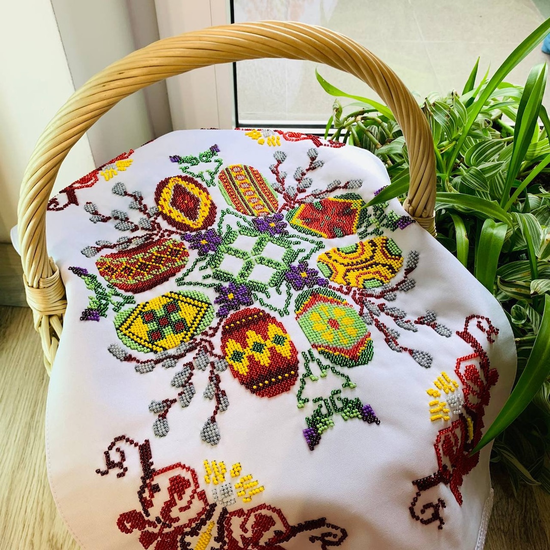 Easter Orthodox Basket Cover, Beautiful Easter Gift Towel, Handmade