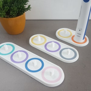 Oral-B / Philips Sonicare toothbrush holder personalized, with colored rings, 3d printed