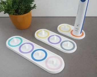 Oral-B / Philips Sonicare toothbrush holder personalized, with colored rings, 3D printed