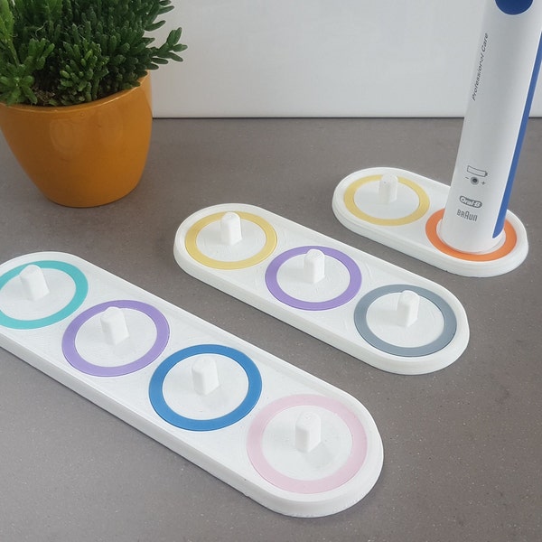 Oral-B / Philips Sonicare Zahnbürstenhalter personalisiert, mit farbigen Ringen, 3D-gedruckt