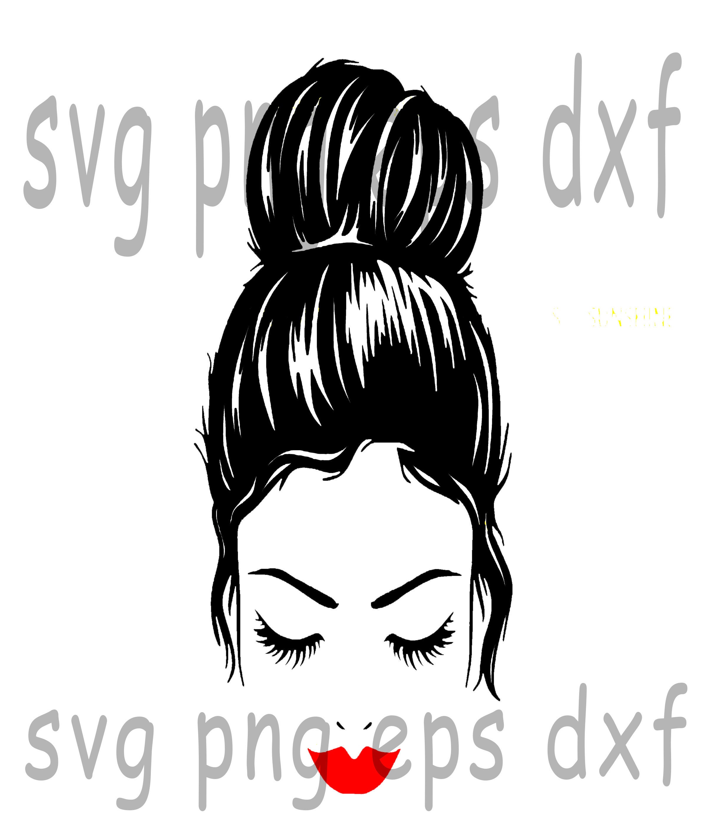 Download Messy Bun Svg Messy Bun Cut File For Cricut Girl With Bun Svg Red Lips Svg Mom Life Svg Png Eps Dxf File T Shirt Graphic Design