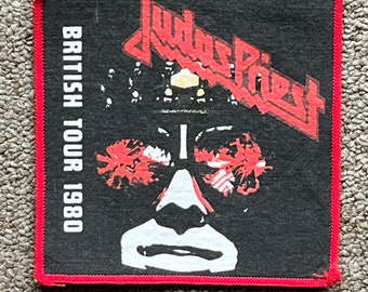 Judas Priest 'British Tour 1980' original vintage printed patch, red border