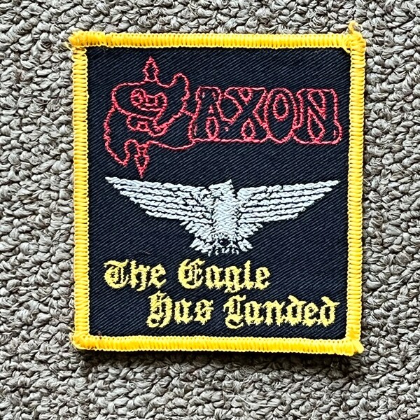 Saxon 'The Eagle Has Landed' original vintage patch, yellow border