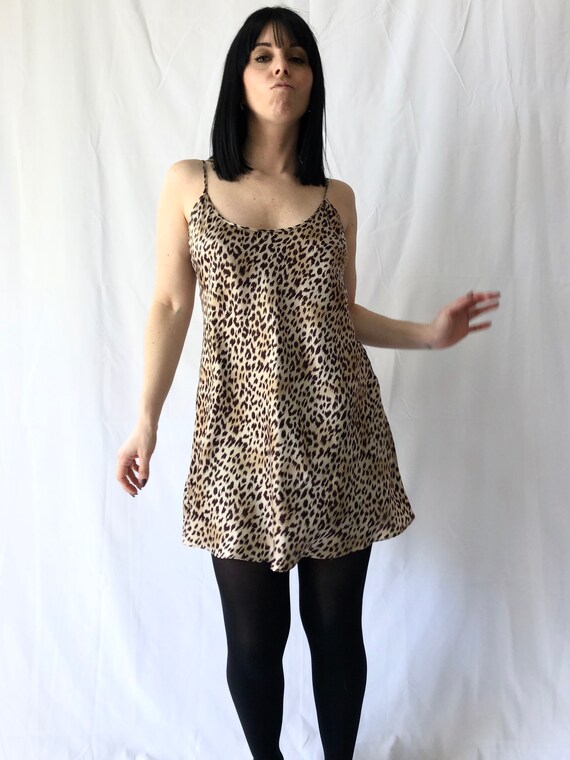 Vintage 90s Leopard Print Slip Dress