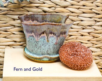 Sponge holder, Stoneware Pottery Cup for scrubby, Kitchen & Bathroom Decor