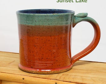 Handmade Stoneware Coffee Mug: Earthy Glaze, Large 12-13 oz. Tea Lover