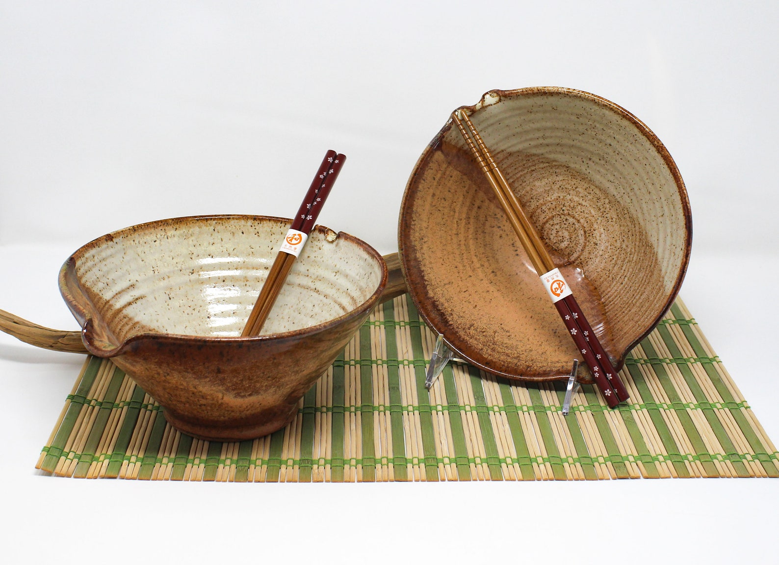 Ramen Bowl with Chopsticks: Japanese Inspired Noodle Bowl,handmade pottery - Large 8" inches