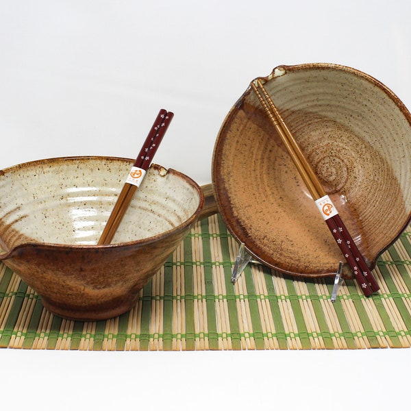 Chopsticks Bowl, Ramen Bowl, Noodle Bowl, Japanese Inspired Handmade Pottery