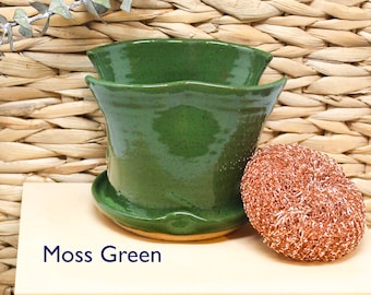Sponge holder, Stoneware Pottery Cup for scrubby, Kitchen & Bathroom Decor