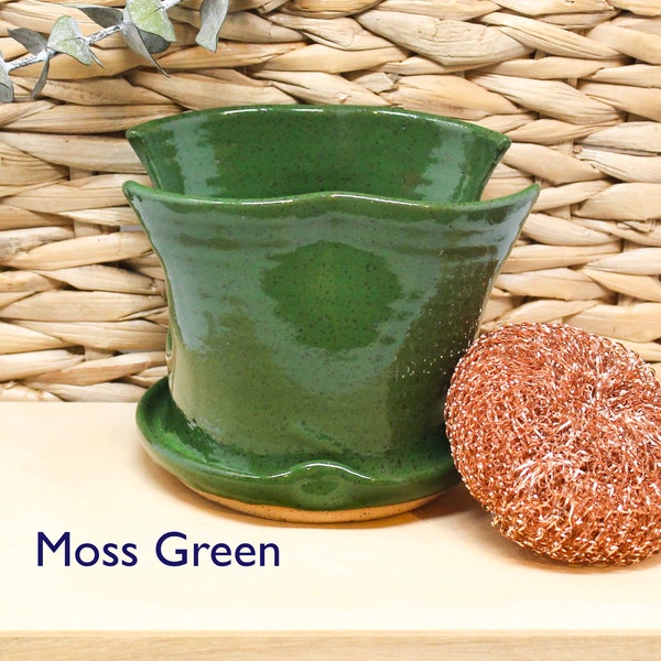Sponge holder, Stoneware Pottery Cup for scrubby, Kitchen & Bathroom Decor