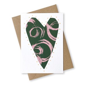 Tarjeta de corazón verde A6 Tarjeta de corazones de amor, Día de San Valentín, Tarjeta de felicitación, Tarjeta de notas, Aniversario, Cumpleaños, Ocasión, Día de las Madres