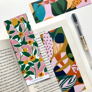 Double Sided Colourful Bookmarks, Assorted Packs, Floral Abstract Art, Design
