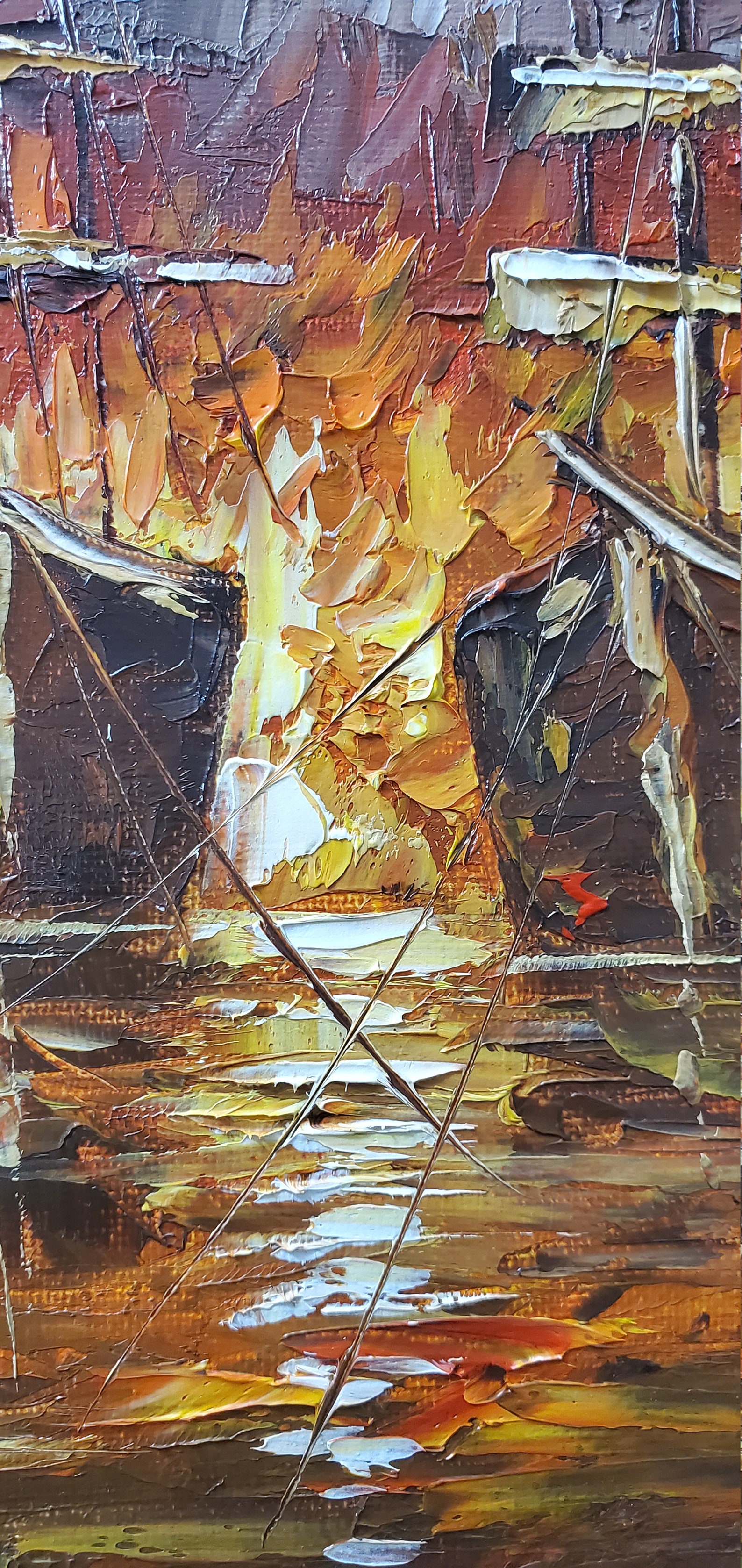 Ships Palette Knife Oil Painting on Stretched Canvas 100% - Etsy