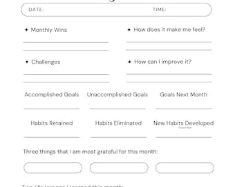 Maandelijkse reflectie, Reflectieplanner, Dagelijkse reflectieplanner, Manifestatiedagboek, WellnessADHD, Gedachtenorganisator, Dagelijkse reflectieplanner