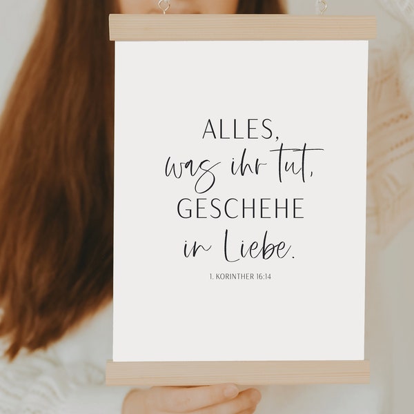 christliches Poster ALLES was IHR tut geschehe in LIEBE Jahreslosung 2024 Poster A4 Poster A3 Jesus Bibelvers Poster christliches Geschenk