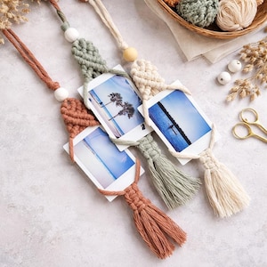 Handmade Macrame Polaroid Picture Hanger | Eco-Friendly Car Ornament